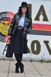 Pleated skirt and jacket