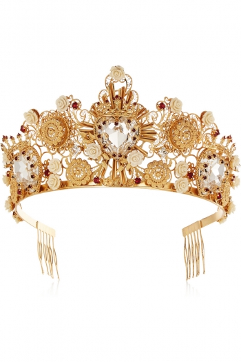 DOLCE & GABBANA Gold-tone Swarovski crystal crown
