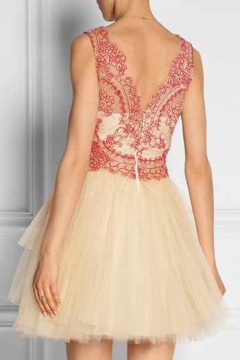 Corded lace and tulle mini dress