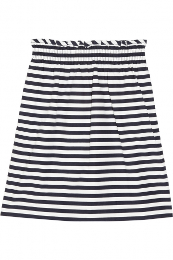 J.CREW Striped cotton-poplin skirt