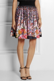 ALBERTA FERRETTI Floral-print cotton-blend skirt
