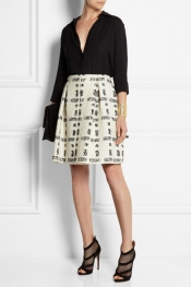 FENDI Pleated wool-blend bouclé skirt