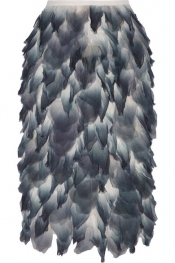 BURBERRY PRORSUM Layered printed silk-chiffon midi skirt