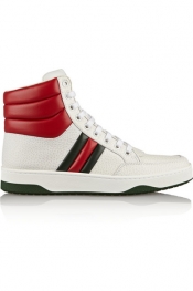 GUCCI Textured-leather high-top sneakers