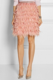 DKNY Feather and silk mini skirt