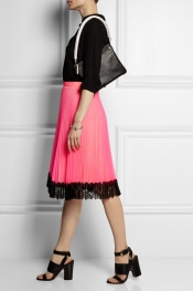 CHRISTOPHER KANE Lace-trimmed neon tulle skirt