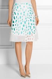 PRABAL GURUNG Cutout A-line silk-blend skirt