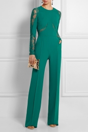  ELIE SAAB Lace-paneled crepe jumpsuit
