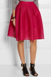 MAJE Jam pleated open-knit skirt