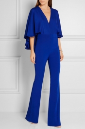 HANEY Carrie cape-effect silk-chiffon and stretch-crepe jumpsuit