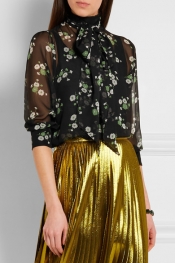 GUCCI Pussy-bow floral-print silk-chiffon blouse