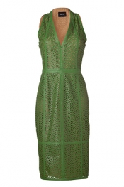 AKRIS Grass Green Perforated Leather Dress