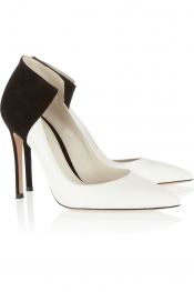 GIANVITO ROSSI Two-tone leather and suede pumps