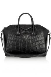 GIVENCHY Medium Antigona bag in black crocodile-style leather