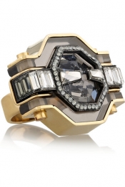 LANVIN Marie-Laure gold-tone, crystal and resin ring