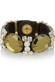 MARNI Twill, leather and crystal bracelet