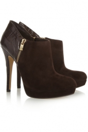 MICHAEL MICHAEL KORS York croc-effect leather and suede ankle boots
