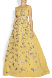 OSCAR DE LA RENTA Embellished silk-faille gown