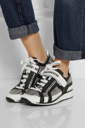 PIERRE HARDY Striped elaphe and leather sneakers